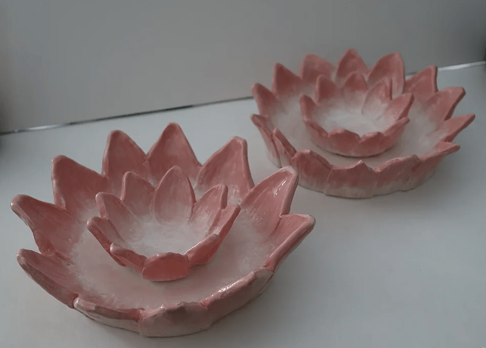 Ceramic Flower Chip & Salsa Bowls